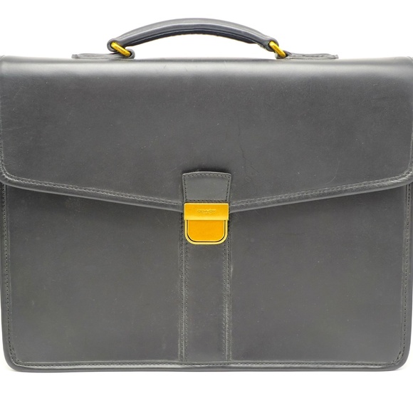 Coach MCS Ambassador Black Leather Briefcase – Classic Executive Style - Picture 1 of 7
